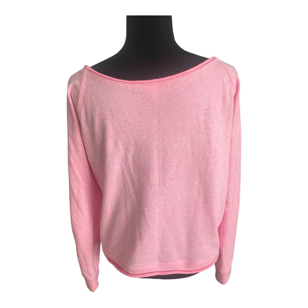 Victoria Secret Women’s Boat Neck Off Shoulder Long Sleeve Pullover Pink Sz M - Picture 2 of 4